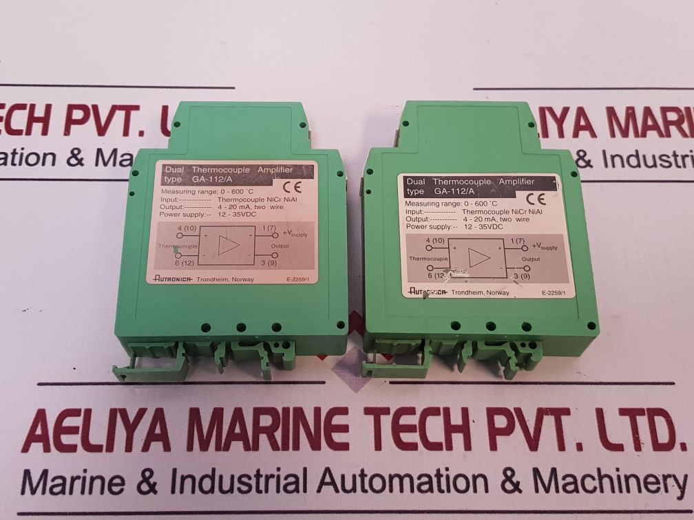 Autronica Ga-112/A Dual Thermocouple Amplifier 12-35 Vdc
