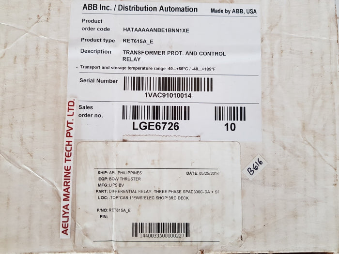 Abb ret615 transformer prot.and control relay