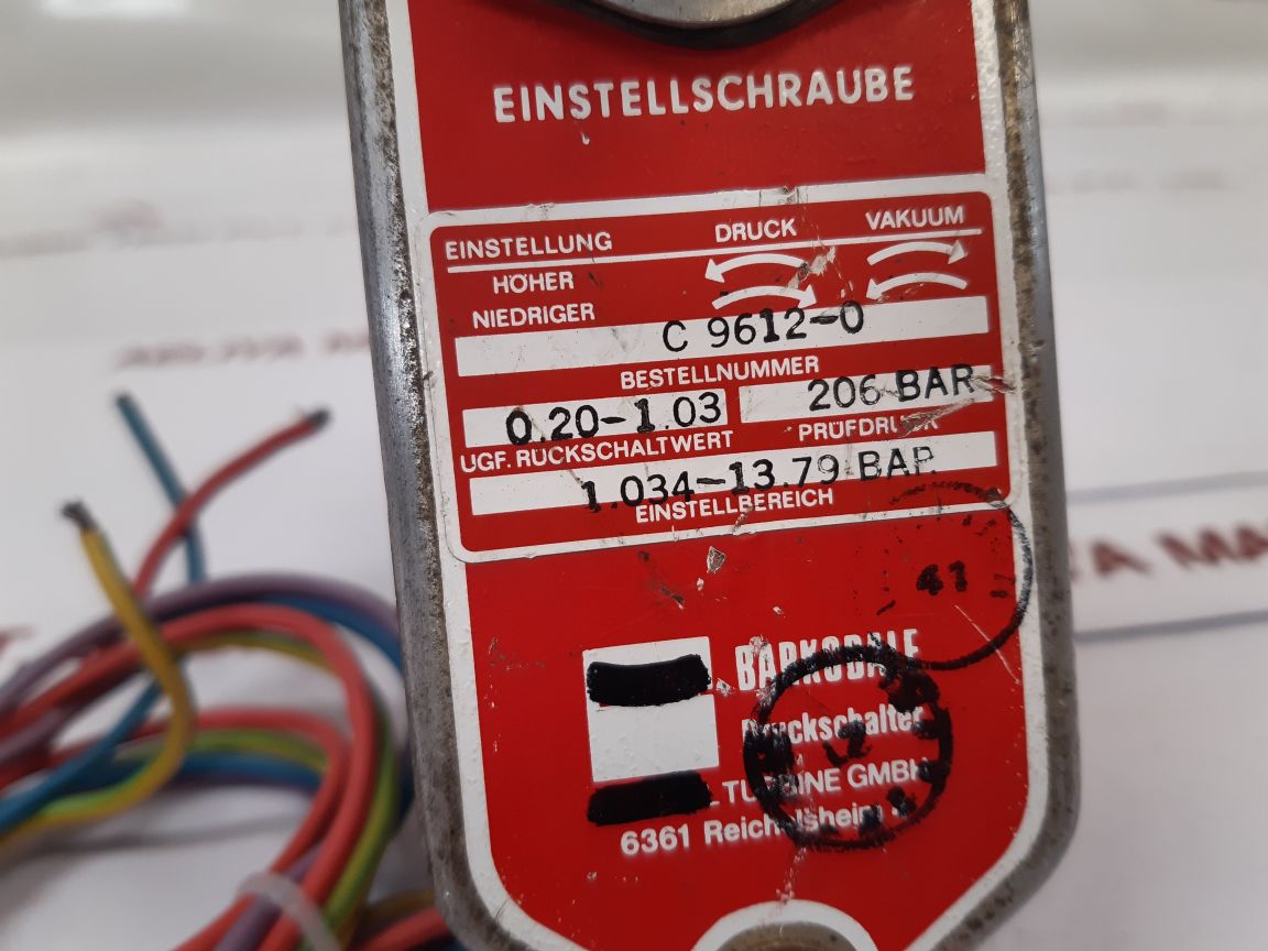 Barksdale C 9612-0 Pressure Switch