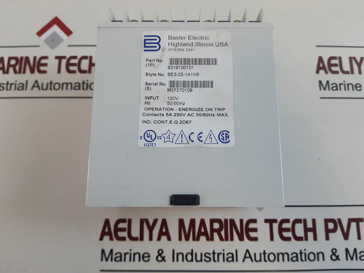 Basler Electric Be3-25-1A1N5 Synch Check Relay 9319100101