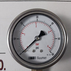 Baumer Kl. 1.6 Pressure Gauge 0 To 60 Psi , 0 To 4 Bar