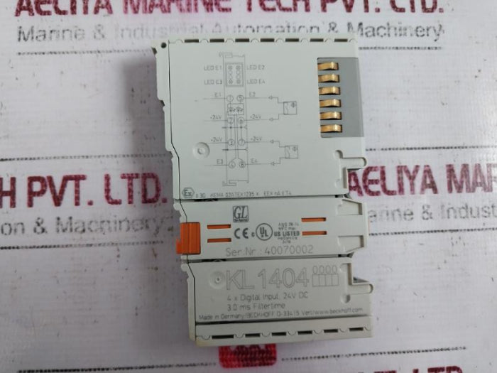 Beckhoff Kl1404 Digital Input 4-channel Bus Terminal 24V Dc Awg 28-14