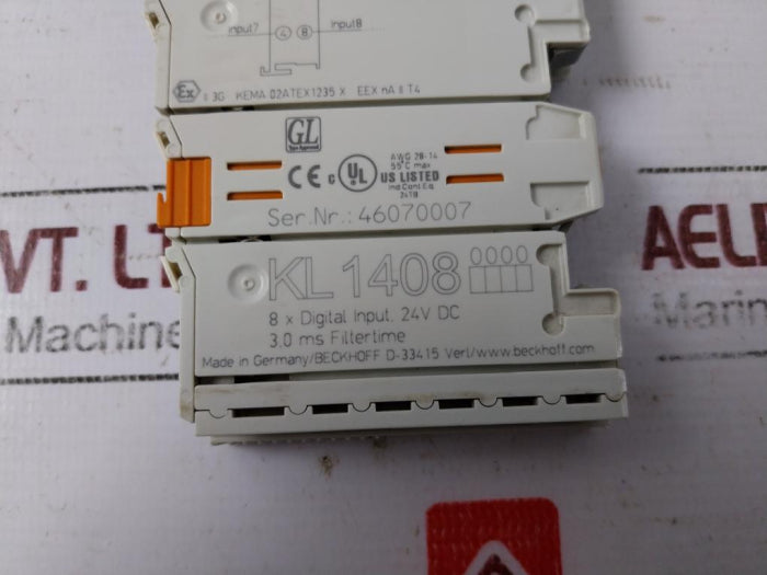 Beckhoff Kl1408 Bus Terminal 8 Channel Digital Input 24V Dc Ii 3G