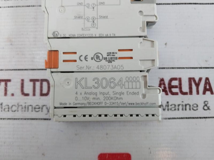 Beckhoff Kl3064 4X Analog Input Module 0-10V