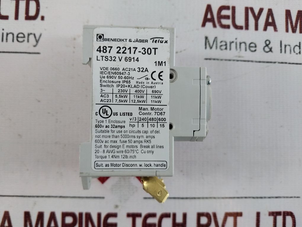 Benedikt & Jager 487 2217-30T Main Switch 600V Ac 32Amps