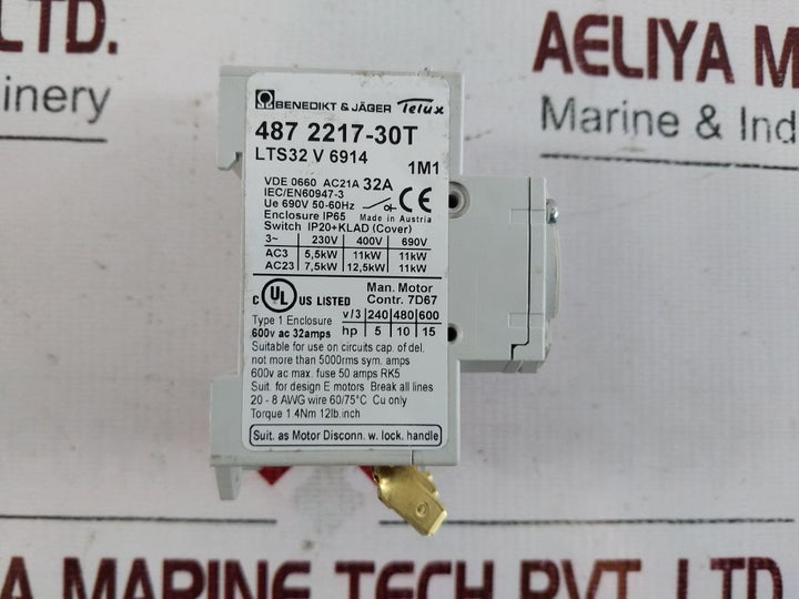 Benedikt & Jager 487 2217-30T Main Switch 600V Ac 32Amps