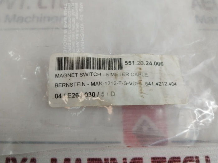 Bernstein Mak-1212-f-5-vdr Magnetic Switch 100Va 250V 3,0A Ip67