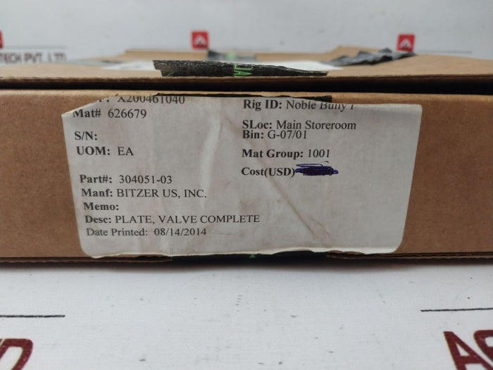 Bitzer 304051-03 Valve Complete Plate Kit 304012-22