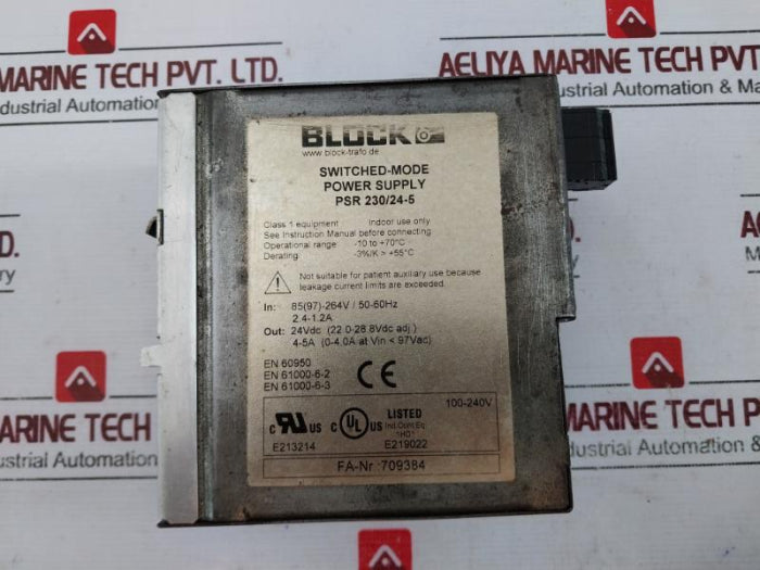 Block Psr 230/24-5 Switched Mode Power Supply 230V/1.2A 24V Dc En 60950