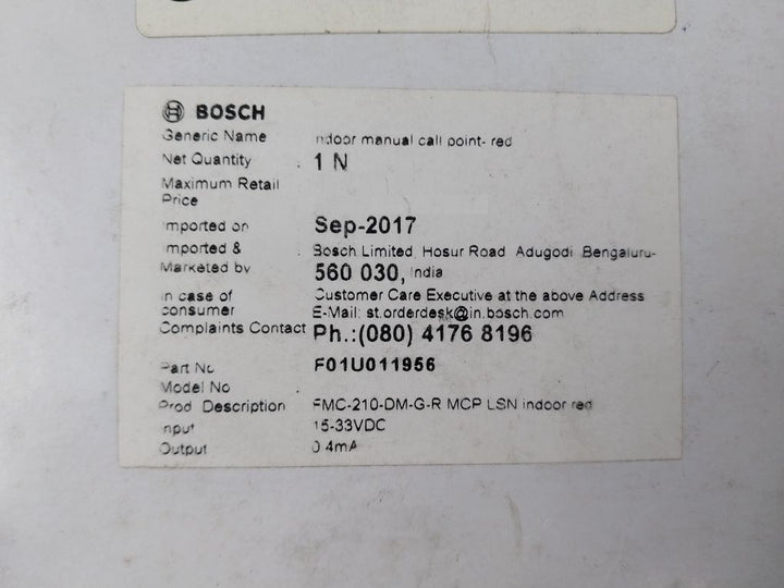 Bosch fmc-210-dm-g-r indoor manual call point-red