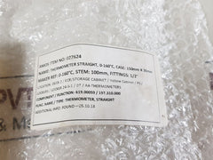 Brannan 0-160°c straight thermometer 100mm