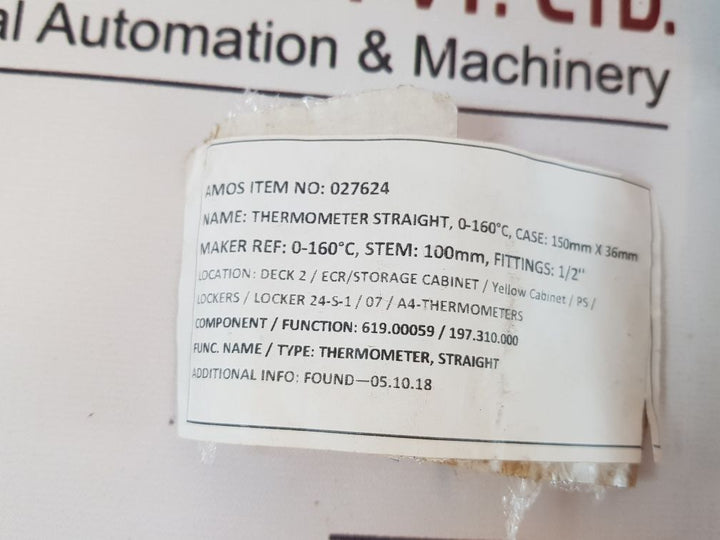 Brannan 0 To 160 C Straight Thermometer