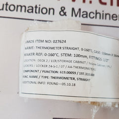 Brannan 0 To 160 C Straight Thermometer
