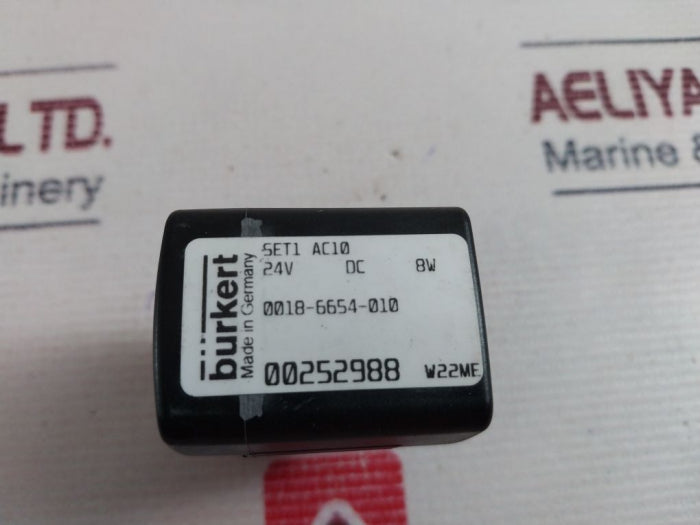 Burkert 0018-6654-010 Solenoid Magnet Coil 24V Dc 8W