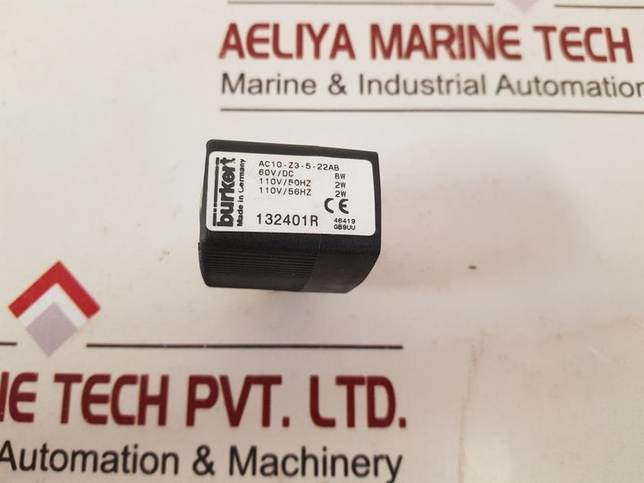 Burkert Ac10-z3-5-22Ab Solenoid Coil 132401R