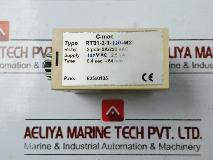 C-mac Rt31-2-1-120-m2 Time Relay 2 Pole 5A 250Vac 120Vac