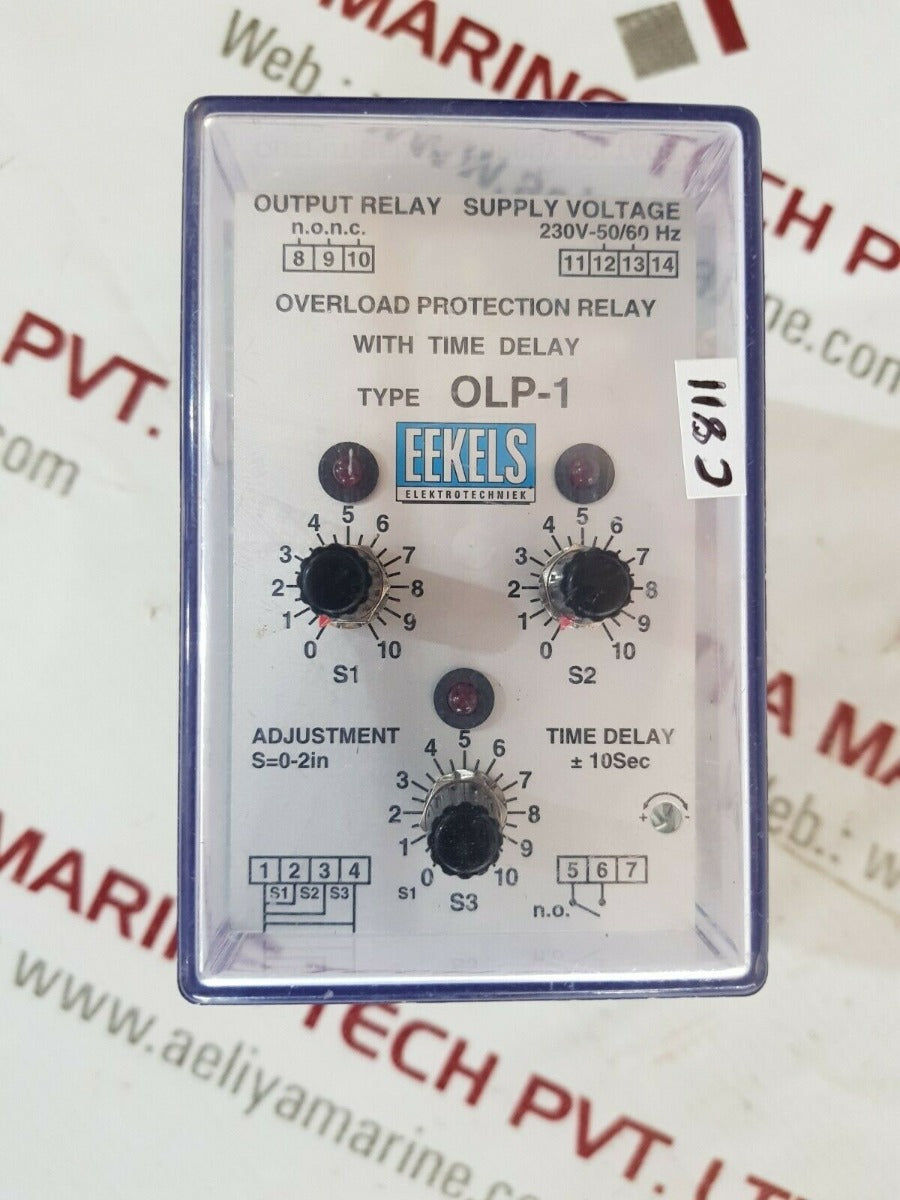 Eekels Olp-1 Overload Protection Relay With Time Delay 10Sec, 230V-50/60Hz