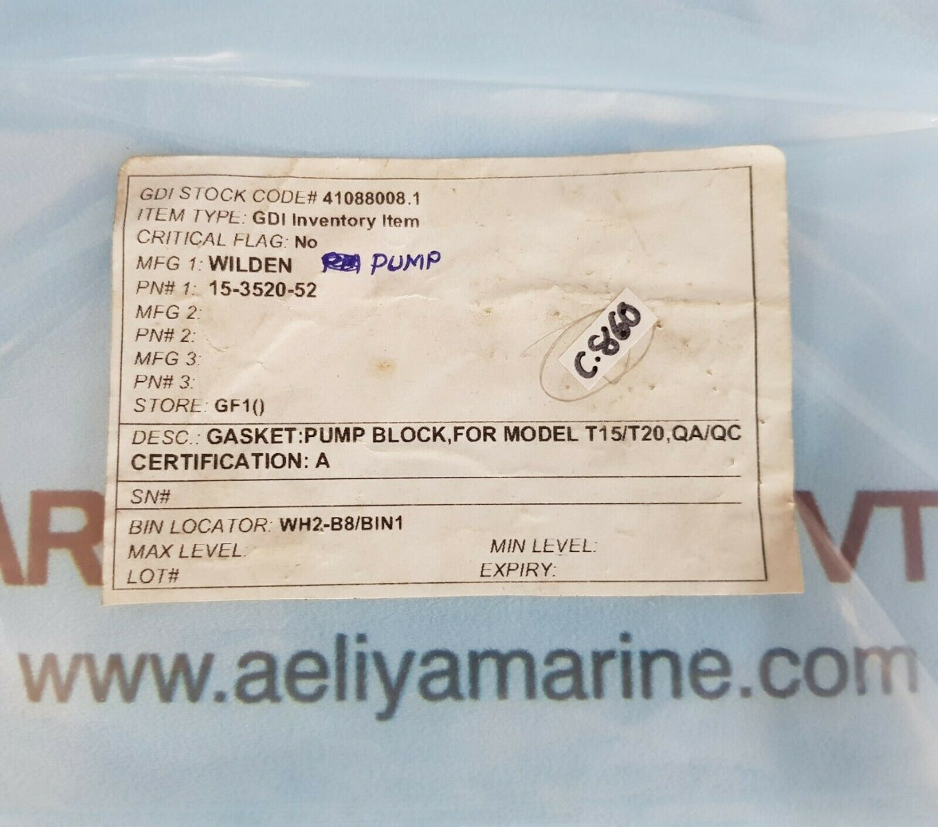 15-3520-52 Wilden Pump Gasket Block Set