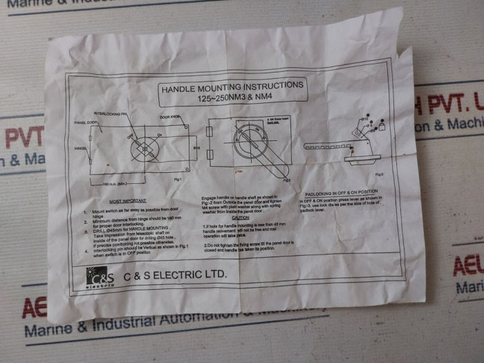 C&amp;S Electric Handle Mounting 125~250Nm3 & Nm4