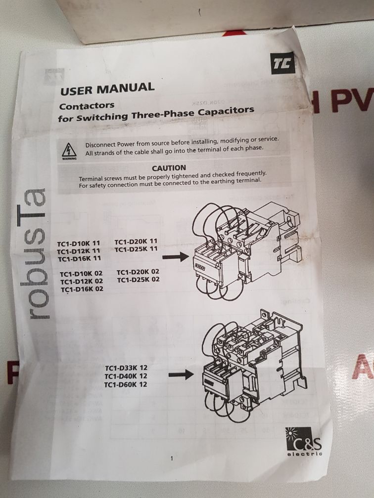 C&S Tc1 D.K Capacitor Tc1D25K11 Switching Contactor - Aeliya Marine Tech