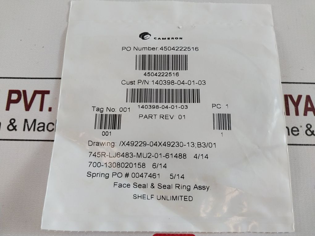 Lot of 5X Cameron 140398-04-01-03 Face Seal & Seal Ring Assembly