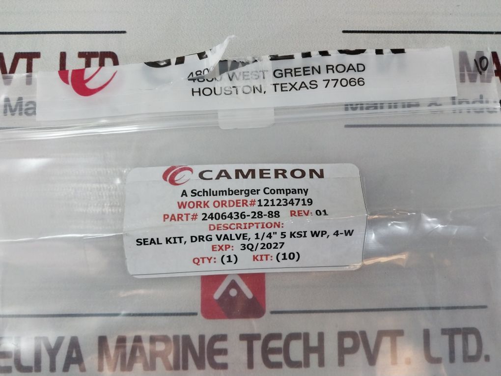 Cameron 2406436-28-99 1/4" Drg Valve 4 Way Valve Repair Kit 3Ksi/5Ksi Wp