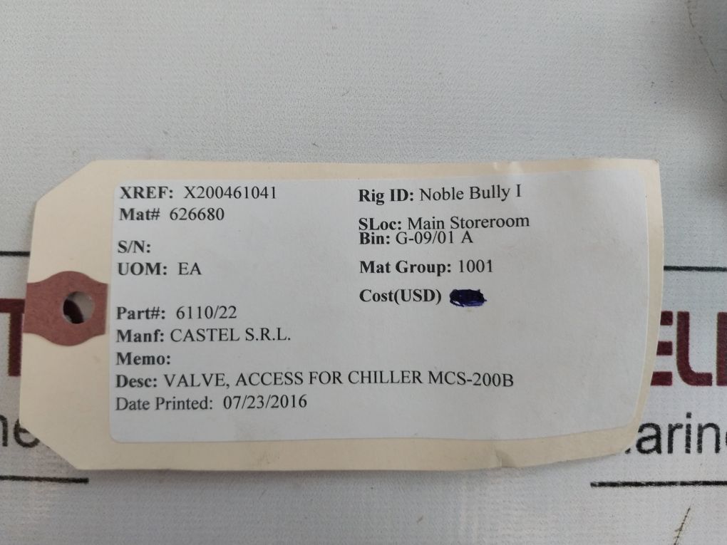 Castel 6110/22 Receiver Valve