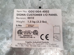 Cegelec 20X4454A1L Sigma Customer I/O Panel Gds1004-4002