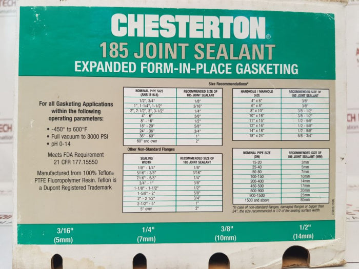 Chesterton 185 Joint Sealant Kit 3/16”X75Ft