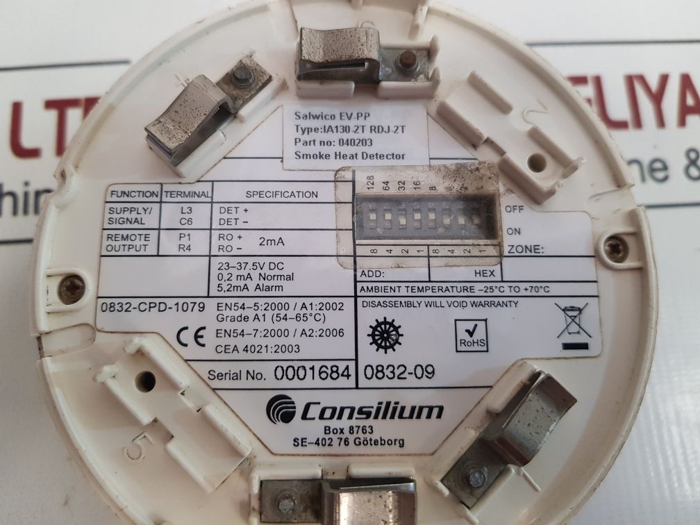 Consilium Ia130-2T Rdj-2T Smoke Heat Detector -25°C To +70°C
