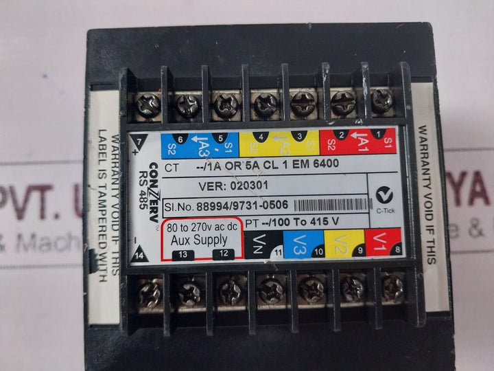 Conzerv Em 6400 Power Meter 80 To 270V Ac Dc