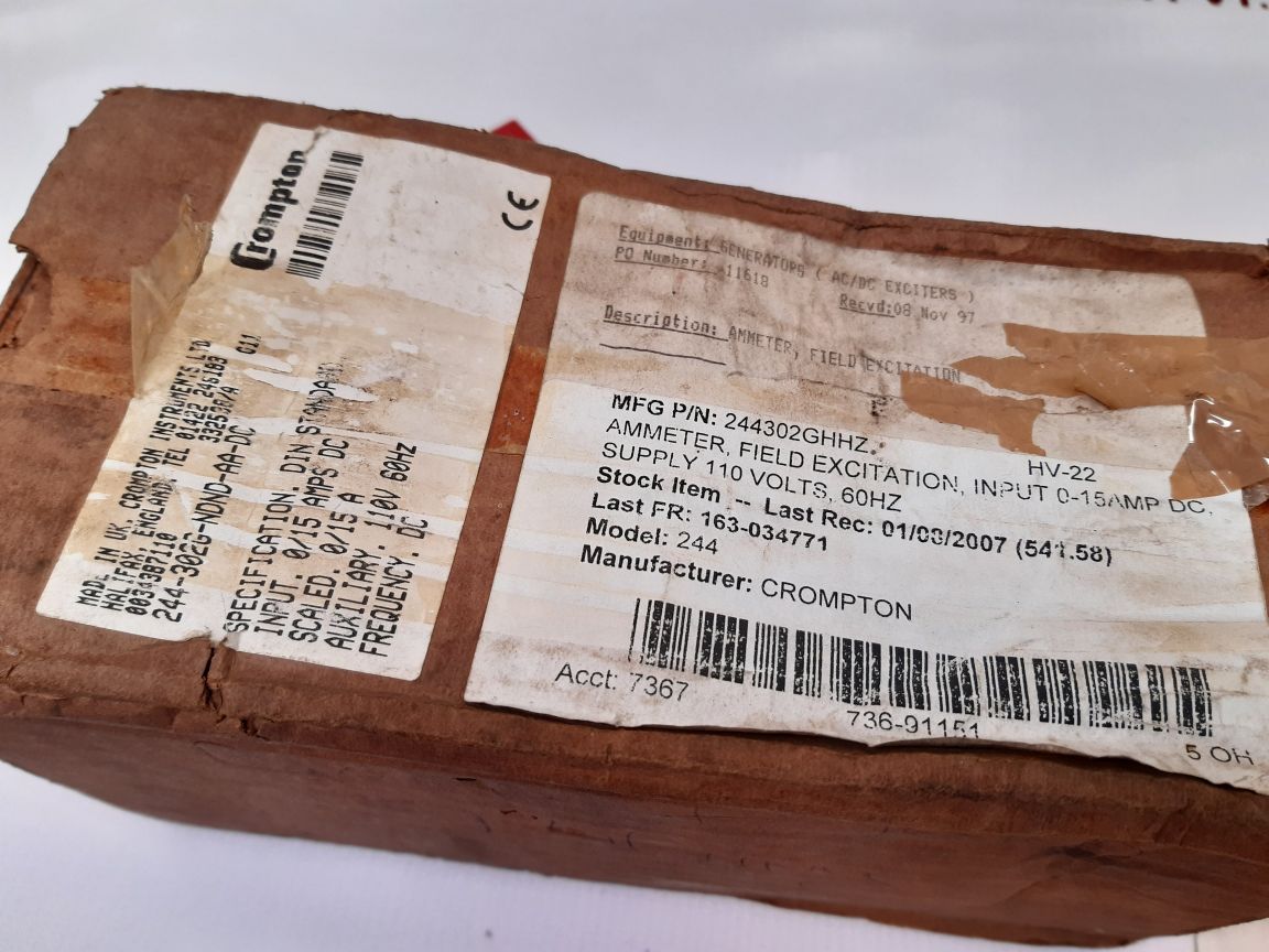 Crompton 244-302G-ndnd-aa-dc Ammeter 0-15 A