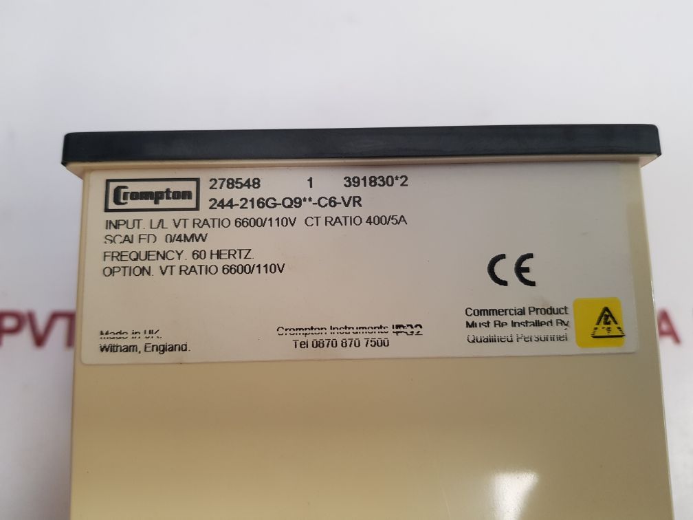 Crompton 244-216G Watt Meter 244216G4Mw 0-4Mw