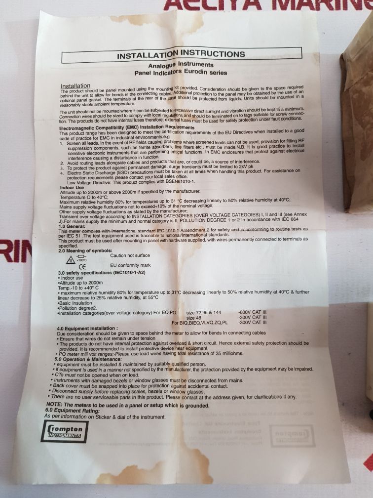 Crompton e243-026a-g-ls-nw-c6-sq-cr ammeter 243026g