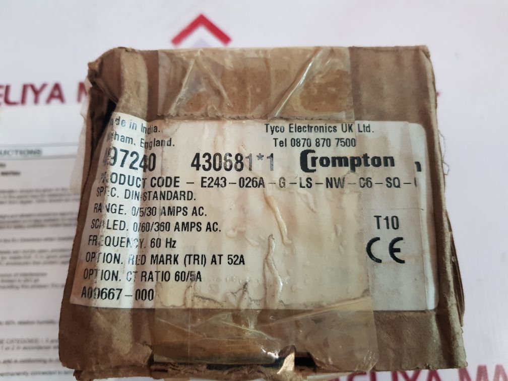 Crompton e243-026a-g-ls-nw-c6-sq-cr ammeter 243026g