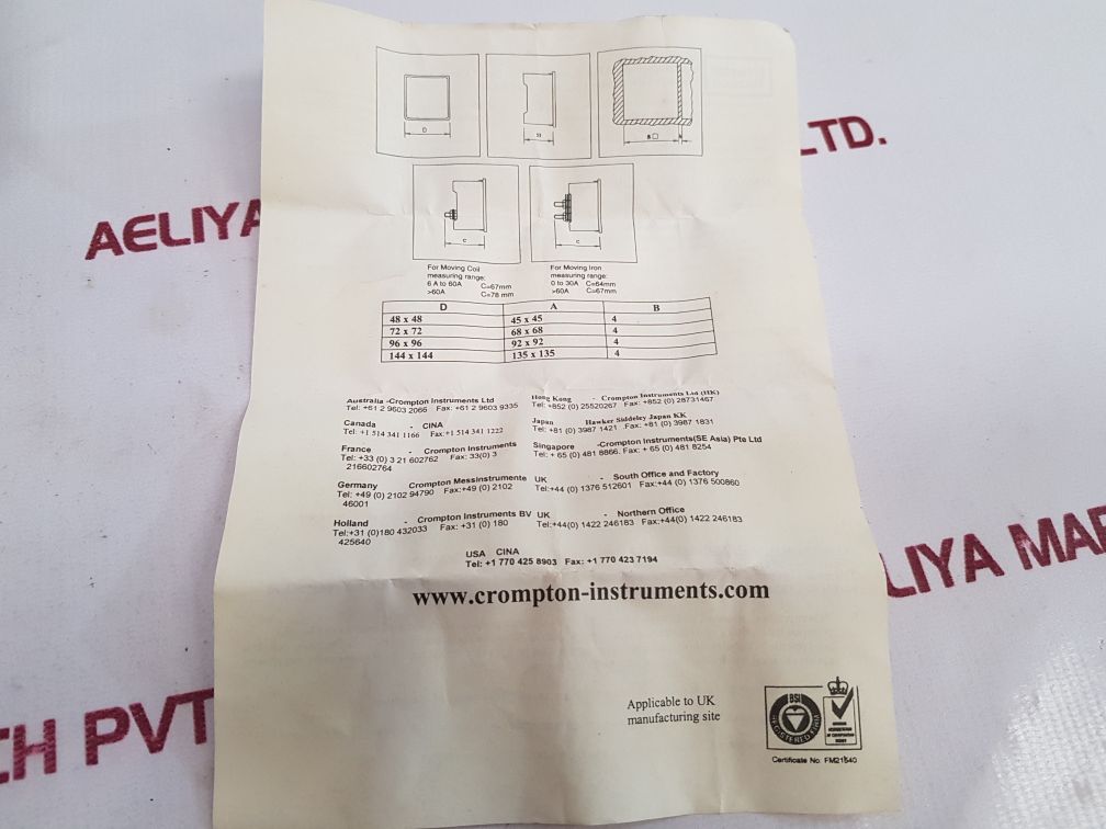 Crompton Instruments E243-01A-g-gz-**-wh-sr Ammeter