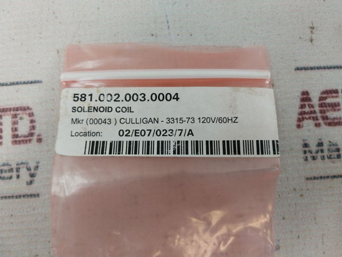 Culligan 3315-73 Solenoid Coil 120V 60Hz
