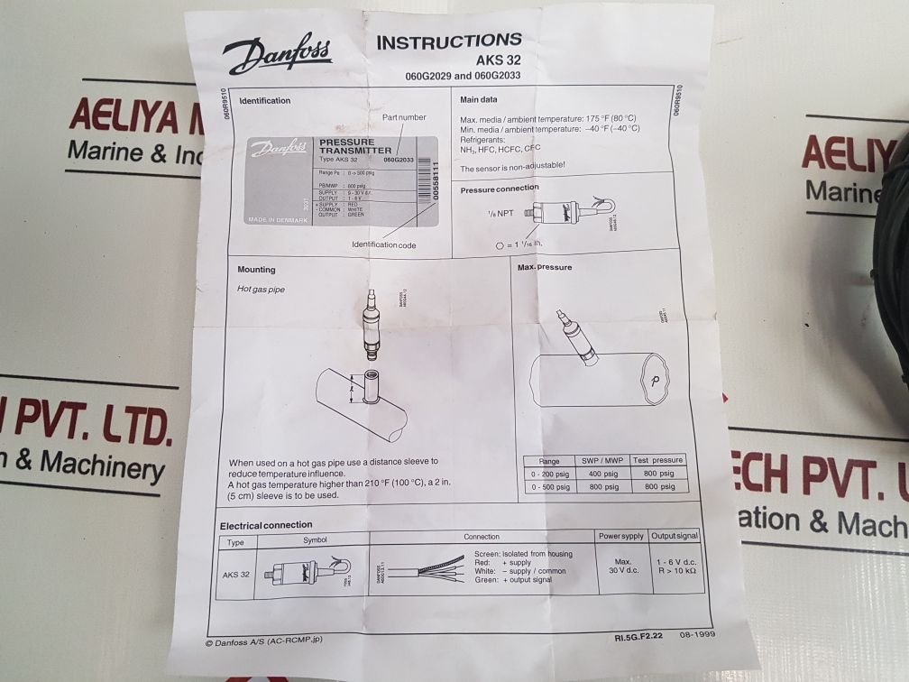 Danfoss Aks 32 Pressure Transmitter 3031