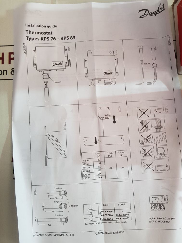 Danfoss Kps 79 Temperature Switch 060L3121 Ip 67