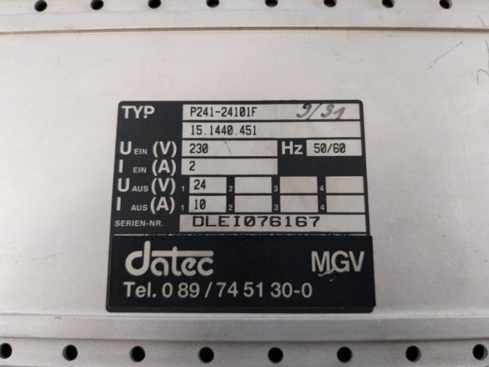 Datec Mgv P241-24101F Power Supply Module 230V 50/60Hz 2A&nbsp;