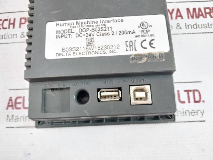 Delta Dop-b03S211 Hmi Touch Screen Panel Dc+24V Class 2/200Ma