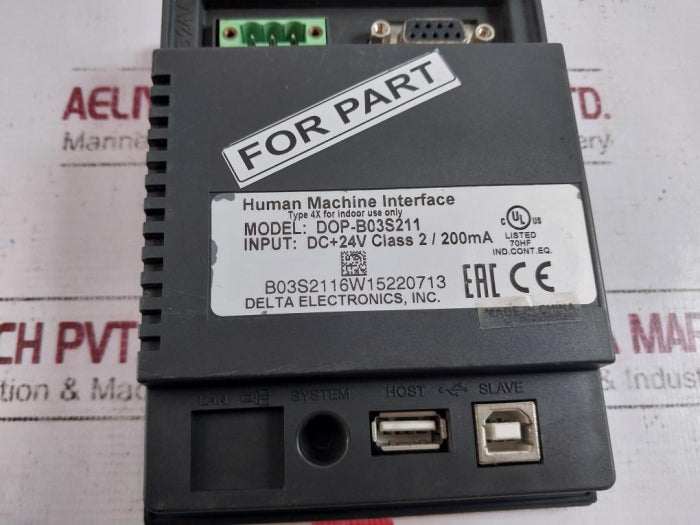 Delta Dop-b03S211 Human Machine Interface Panel Dc 24V Class2/200Ma