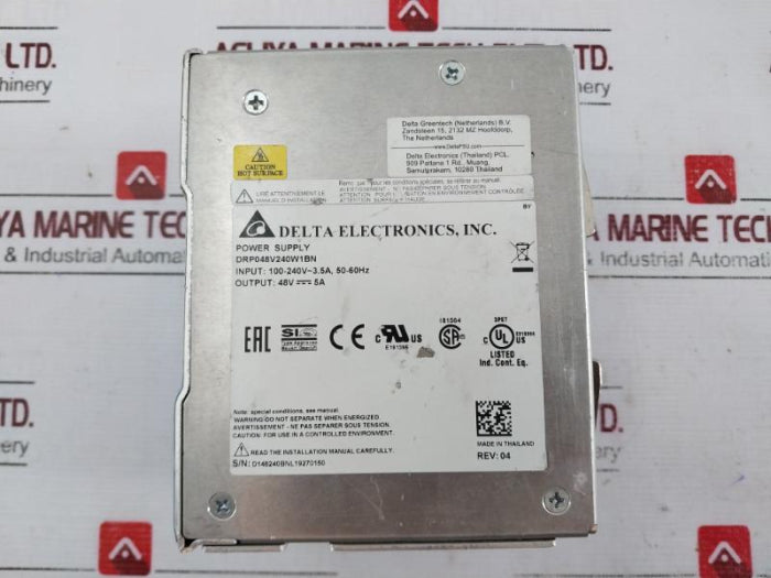 Delta Electronics Drp048V240W1Bn Cliq Ii Din Rail Power Supply 100-240V-3.5A Rev:04