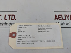 Demco 271242578 O-ring Seal Valve For 5 In 7500 Psi Gat