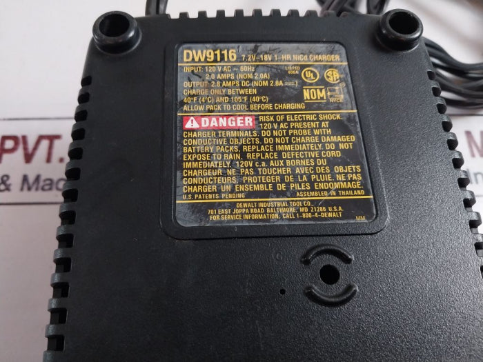 Dewalt Dw9116 Battery Charger 7.2V-18V