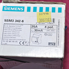 SIEMENS 5SM3 342-6 RCCB CIRCUIT BREAKER 25A