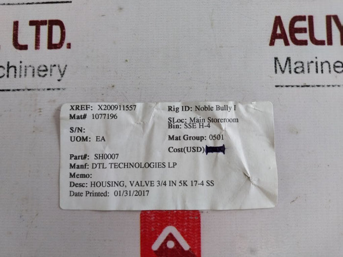 Dtl Engineering Sh0075 Rev D Valve