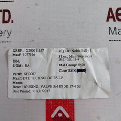 Dtl Engineering Sh0075 Rev D Valve