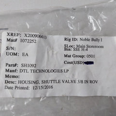 Dtl Sh1092 C Housing Shuttle Valve