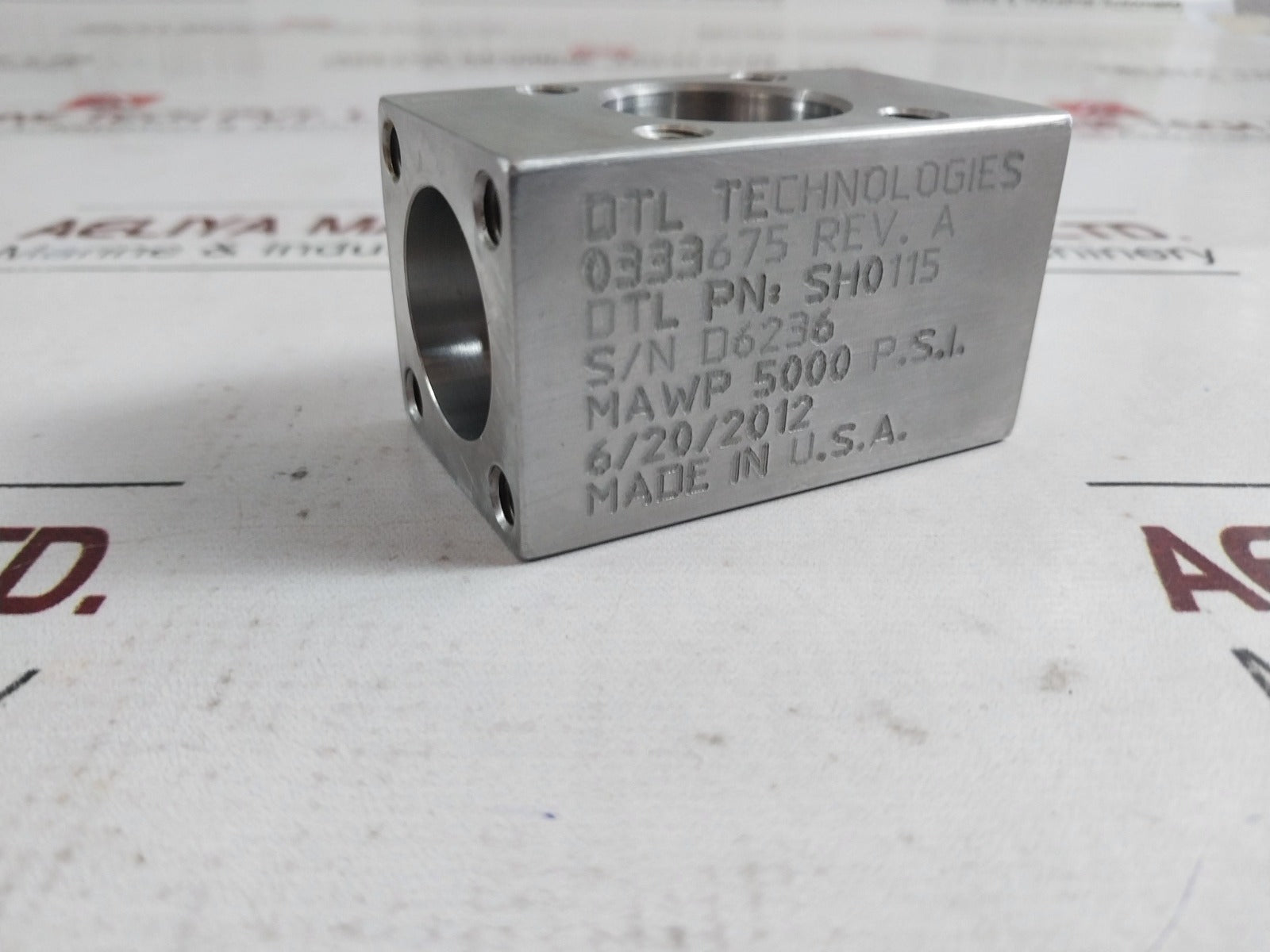 Dtl Technologies Sh0115 Valve 0333675 Rev. A